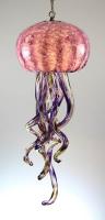 Opal Art Glass - Lamp - Jellyfish in Aurora Amethyst